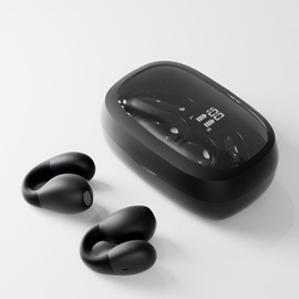 Xmenha Open Ear Earbuds Clip On Ear Clips Ear Buds Wireless Bluetooth Bone Conduction Head Set Bone Conducting Conduction Headphones Earphones Headset Open Ear Headphones Induction Earphones