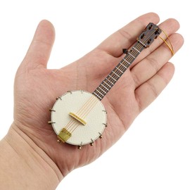 Dselvgvu String Miniature Banjo Hanging Ornament Mini Music Instrument Replica Holiday Tree Christmas Ornament (5.51" Banjo)