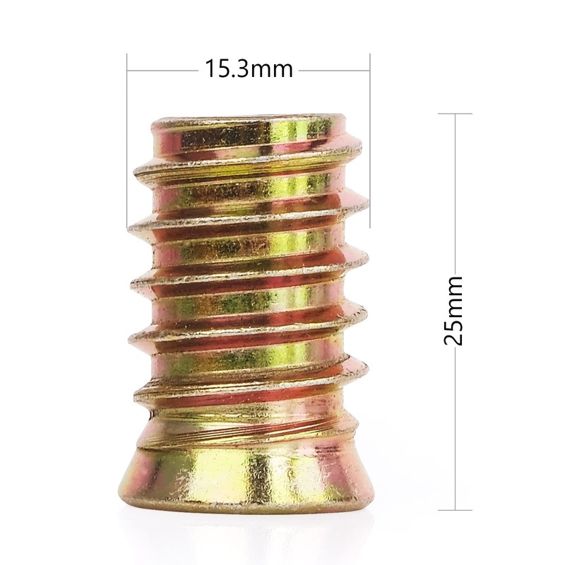 40Pcs 3/8"-16 x 25mm Threaded Inserts for Wood Furniture Screw