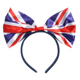 Union Jack Bow Headband - Pack of 2 - Union Jack Flag Bow Attached to Headband - King's VE Day British Events Street Party Fancy Dress Accessory VE DAY COMMONWEALTH