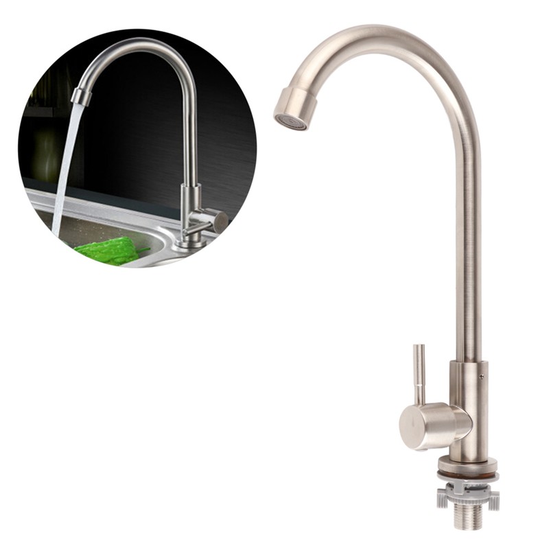 G1/2in Thread Stainless Steel Single Cold Single Hole Sink Water