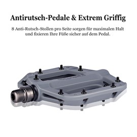 Universal Bicycle Pedals 9/16 Inch - DU/Seal Bearing - 16 Non-Slip Pins - Mountain Bike Pedals Platform Pedals for Mountain Bikes BMX Road Bikes (Gray)