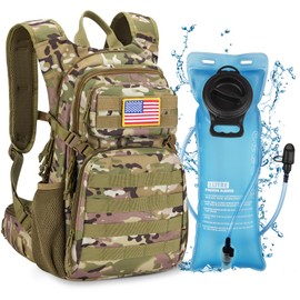 CVLIFE Tactical Hydration Backpack 3L, Lightweight Water Bag Hydration Pack, Hiking Backpack with Water Bladder for Men Women, Heavy Duty Molle Water Backpack for Cycling, Running, Hunting CP