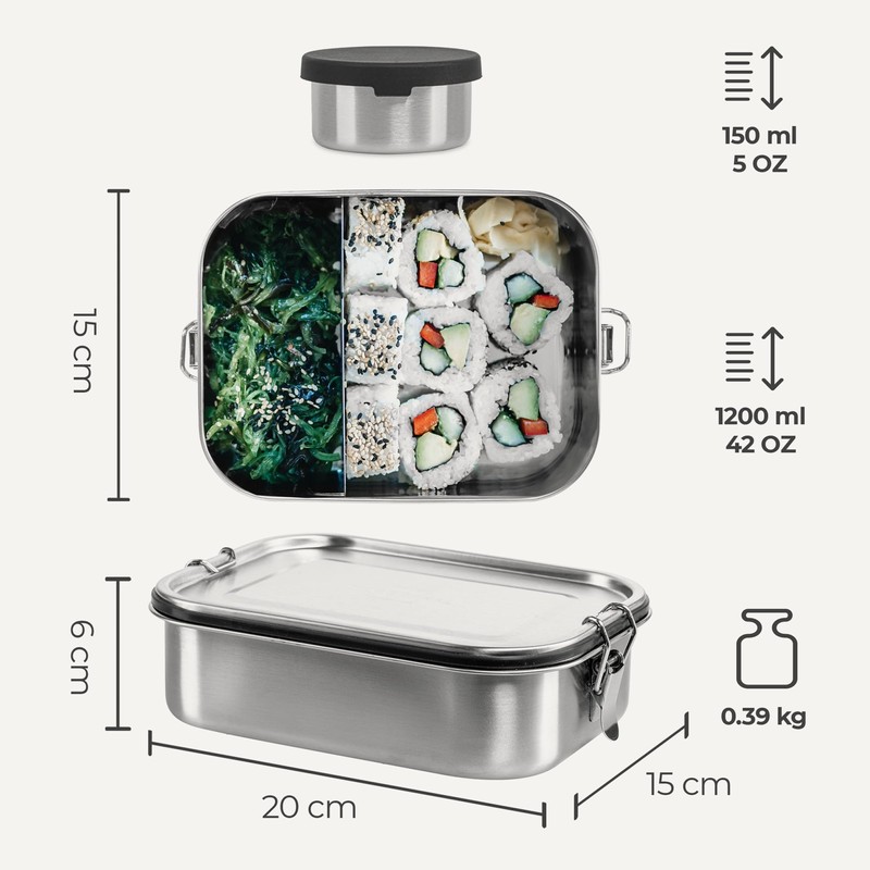 SILBERTHAL Brotdose Edelstahl mit Fächern – 1200ml Lunchbox Erwachsene –
