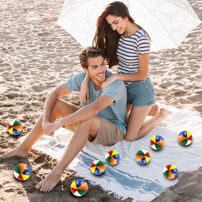 Odowalker Mini Beach Balls Bulk Rainbow Blow Up Squeeze Ball