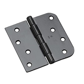 Richelieu 81822FBB Onward (3-Pack) 4-inch (102 mm) Full Mortise Butt Hinge, Combination 5/8-inch Radius and Square Corner, Black Finish