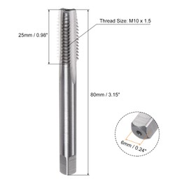 sourcing map 2pcs Metric Hand Tap Set, M10 x 1.5 Taper/Plug Thread Screw Taps, High Speed Steel Hand Threading Tapping Tool Kit