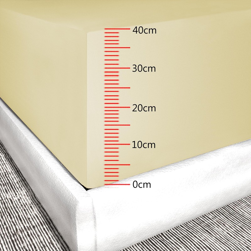 wyewye Double Fitted Sheet, Cream, 135x190 cm with 40 cm