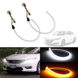 GTINTHEBOX Switchback Dual-Color White/Amber Illuminating Headlight LED Daytime Running Signal Lights DRL Retrofit for 2013-2015 Honda Accord Sedan,2 Pcs