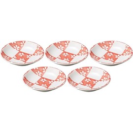 Set of 5, Checkered Cherry Blossom (Red) 3.0 Plates, 3.0 x 0.8 inches (10 x 2 cm) | Small Plates