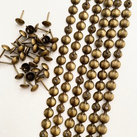 Let's Decorate 5 Meters Upholstery Push Pins Brass Decorative Nail Strips Sofa Trim for Indoor Garden Chair Loose Push Pins Matched (9.5mm Brass)