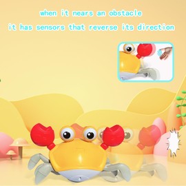 HONGID Crawling Crab Interactive Cat Toy, Obstacle Avoidance Sensor, Music Sounds & Lights, Kitten Toys for Indoor Cats