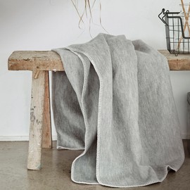 IBENA Neutral Colored Pure Organic Cotton Bedspread Blanket Grey