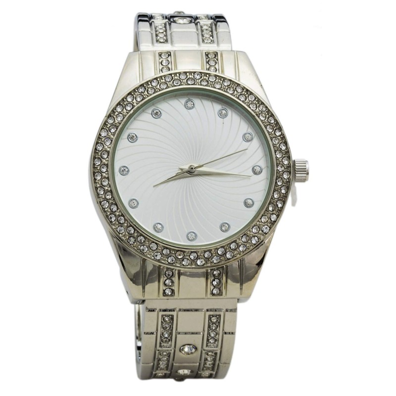 Blekon Collections Quartz Women's 34mm Case Elegant Rhinestone Bangle Watch