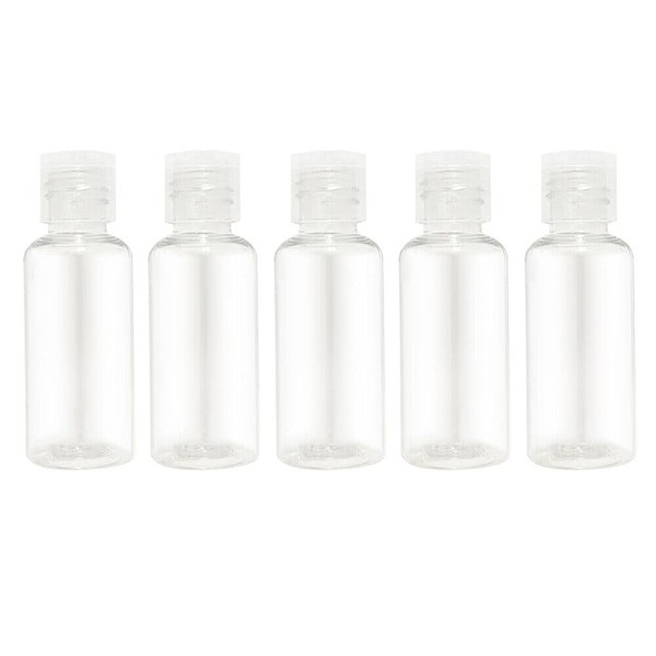 QIRUIRED 5 Pieces Flip Cap Bottles Plastic Empty Transparent Containers