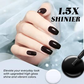 CLAVUZ Semi-Permanent Nail Polish 2pcs Black and White Gel Polish Set Semi-Permanent Gel Nails Kit by UV LED Nail Polish Gel Polish for Nails Soak Off Manicure