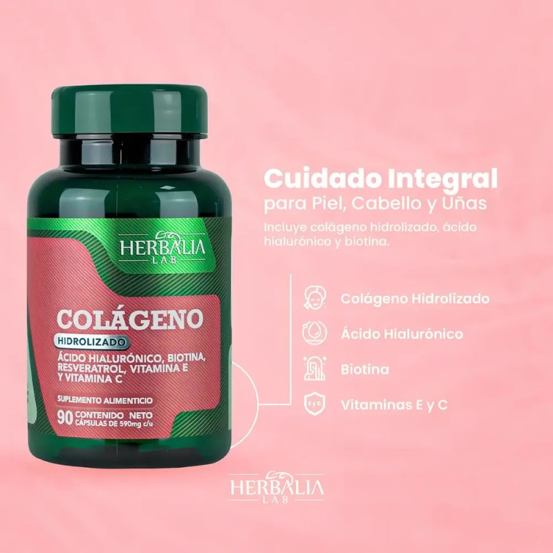 Suplemento en cápsulas blandas Herbalia Lab Vitaminas Colágeno y Ácido