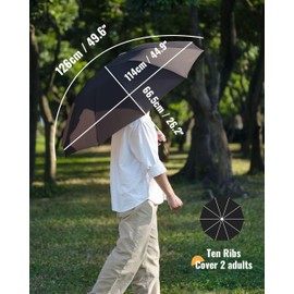 Chakipee Large Storm Resistant Umbrella for Rain Compact Travel - Automatic Open and Close for Men and Women Windproof - with 10 Ribs Umbrella XXL 210T Fabric Robust and High Quality, gray