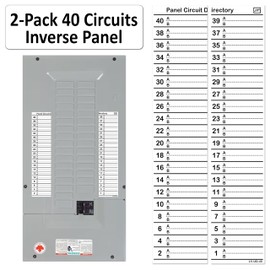 Littversions Inverse 40 circuitos 2 etiquetas de vinilo caja de fusibles disyuntor de panel boca abajo etiquetas de directorio calcomanías para todos los paneles eléctricos/centros de carga