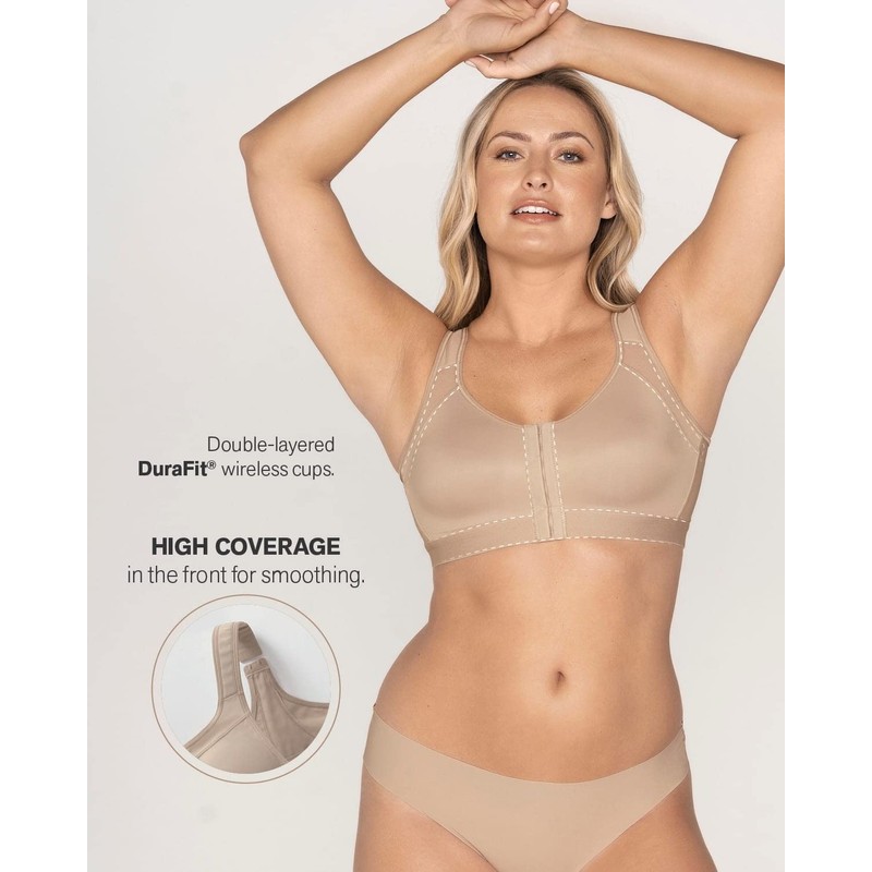 Leonisa Women's Posture Corrector Wireless Back Support Bra, Black, 40B