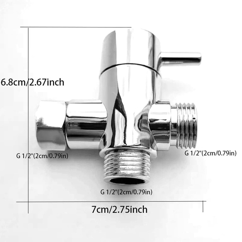 G1/2" Shower Diverter Valve - 3-Way Shower Splitter with Rubber