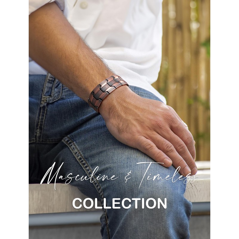 Feraco 3X Strength Copper Bracelets for Men Magnetic Bracelet with