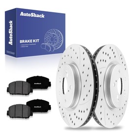 AutoShack Front Drilled & Slotted Brake Rotors Premium Ceramic Brake Pads | Replacement for 2017-2025 Honda CR-V 2023-2025 HR-V 1.5L 2.4L AWD FWD | Silver Coated | 6-PC Brake Kit | TurboGuard