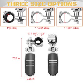 Sresk 1", 1-1/4", 1-1/3" Inch Motorcycle Highway Foot Pegs Adjustable Highway Footpegs Footrest Fit for Harley Touring Softail Road King Road Glide Sportster Honda Kawasaki Suzuki Yamaha(Chrome H03)