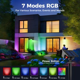kolpop Pack of 4 / 7 RGB Colourful Solar Lights for Outdoor Use, IP65 Waterproof Solar Spotlight, 800LM Outdoor Light, 2 in 1 Assembly, Dusk to Dawn Solar Lights, Garden Lights for Trees, Outdoor