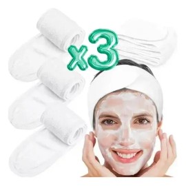 Banda Elástica Facial Universo en Linea 3 Pzas Velcro Sujeta Cabello Skincare                                                                         