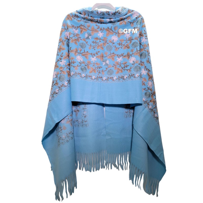 GFM® Embroidered Cashmere Texture Wool Pashmina Scarf Autumn Winter (EMBSHL-A),
