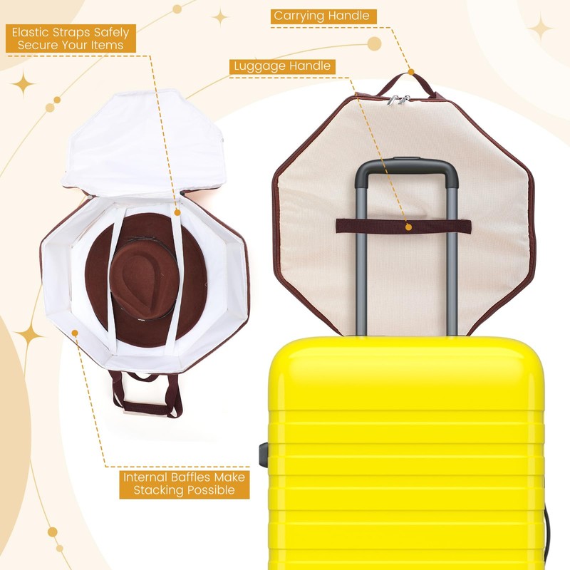 Wonderjune 2 Pcs Cowboy Hat Box for Storage Collapsible Sturdy