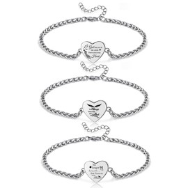 RIPFEVURN 3pcs Heart Cremation Jewelry Urn Bracelet for Ashes for Women Memorial Ashes Keepsake Link Bracelet