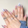 24 Uñas Postizas Medianas Almendradas Con Pegamento. Set De Uñas