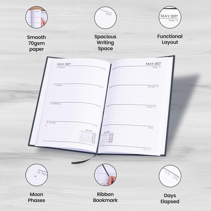 evelay 2027 Diary A5 Week to View - Hardback Planner