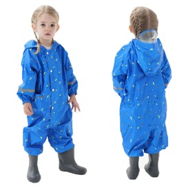 Traje de lluvia para niños y niñas, de una pieza con capucha y cremallera, impermeable para niños y niñas, talla L