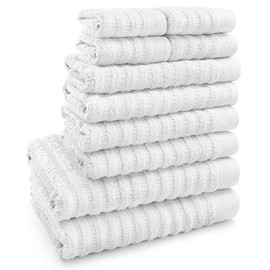 Softerry Pure Organic Cotton Bath Towel Set - 100% Soft Cotton - Extra Absorbent and Durable - 500 GSM Quick Dry - Luxury Hotel & Spa Quality - Fade Resistant - Eco Friendly (White, Set of 10)