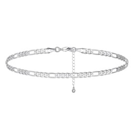 Cangall Silver Anklet for Women, Infinity Anklet Bracelet, Flexible, Adjustable, Summer, Barefoot, Beach, Silver Anklet on Ankle, Filigree Design, Beach Foot Jewellery, Gift for Women/Mum, Stone