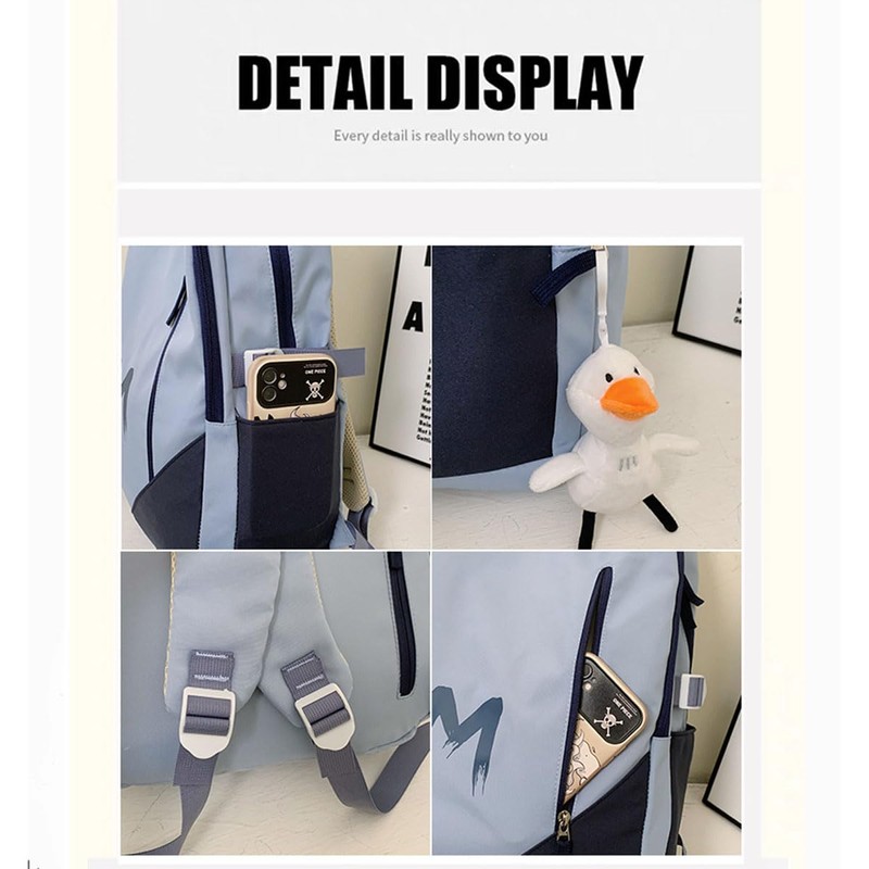 Fashion Backpack with Letter M Design, School Supplies Aesthetic Book
