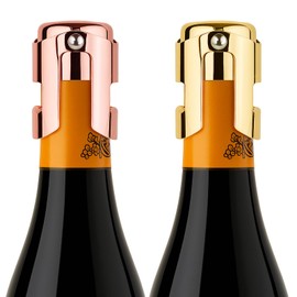 2PCS Sektverschluss Flaschenverschluss Champagner Verschluss,Edelstahl Flaschenverschlüsse Mit Silikondichtung,Hält Sekt Und Schaumwein Bis Zu Tage Frisch,Ideal Für Partys Und Feiern (Gold & Roségold)