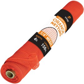 Construction Safety Debris Netting - 150 Ft Temporary Material Roll, 1/4 in Mesh Scaffold Net Enclosure, Barricade, Visibility Barrier, Fencing Roll - Heavy Duty Fire Retardant Plastic - Orange