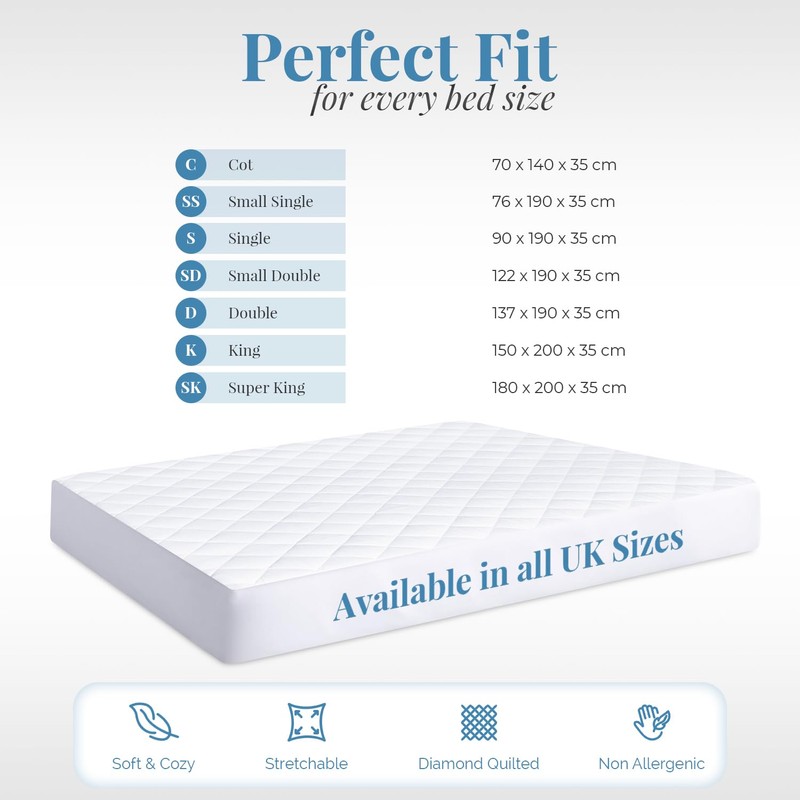 Acrali Home Quilted Waterproof Small Double Mattress Protector, 4-Layer Super