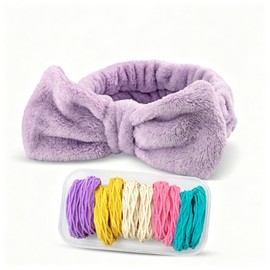 Spa Headband And Hair Ties Set - Bow Headband - Colorful Hair Ties
