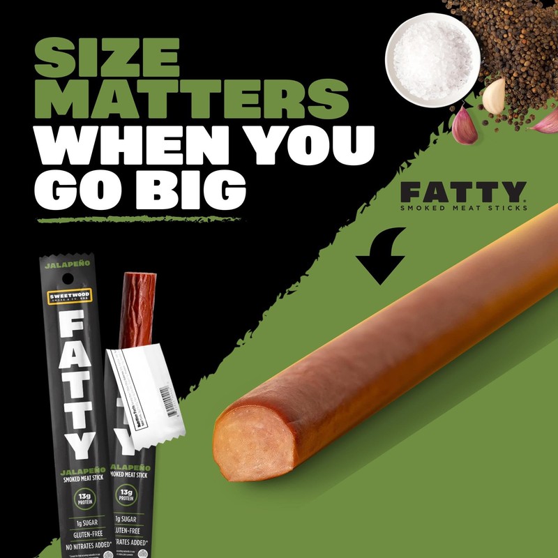 FATTY Meat Sticks, Made with Grass Fed Beef, Pork Raised