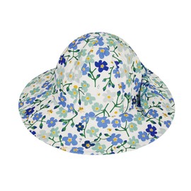 Durio Baby Sun Hat Baby Girl Hats UPF 50+ Sun Protection Toddler Sun Hat for Girls Beach Summer Hat Blue Flower 6-12 Months