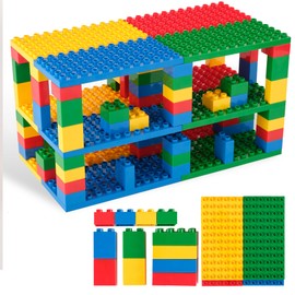Strictly Briks Compatible with Lego Duplo Toy Building Blocks for Kids and Toddlers, Classic Big Bricks Gift Set and Baseplates, Large Pegs for Ages 3 and Up, Basic Colors, 96 Pieces