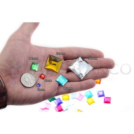 Allstarco 24mm Flat Back Acrylic Square Gems Rhinestones Cosplay Costume Embelishments - 14 Pieces (Pink Hot A20)