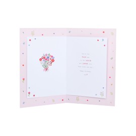 Boofle | Birthday Card for Mam | Happy Birthday Gifts | Her, Girls, Women Stood Holding a Single Flower | With Envelope | 13.7 x 21 cm