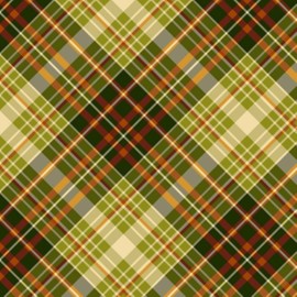 Henry Glass Pumpkin Harvest 2670 66 Green Harvest Diagonal Plaid BTY