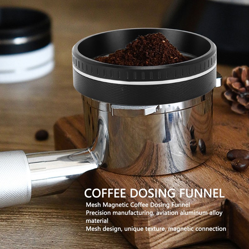 Coffee Magnetic Dosing Funnel Aluminum Alloy Anti Flying Coffee Powder